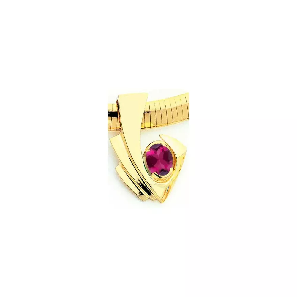 14k Yellow Gold 9x7mm Oval Rhodolite Garnet slide
