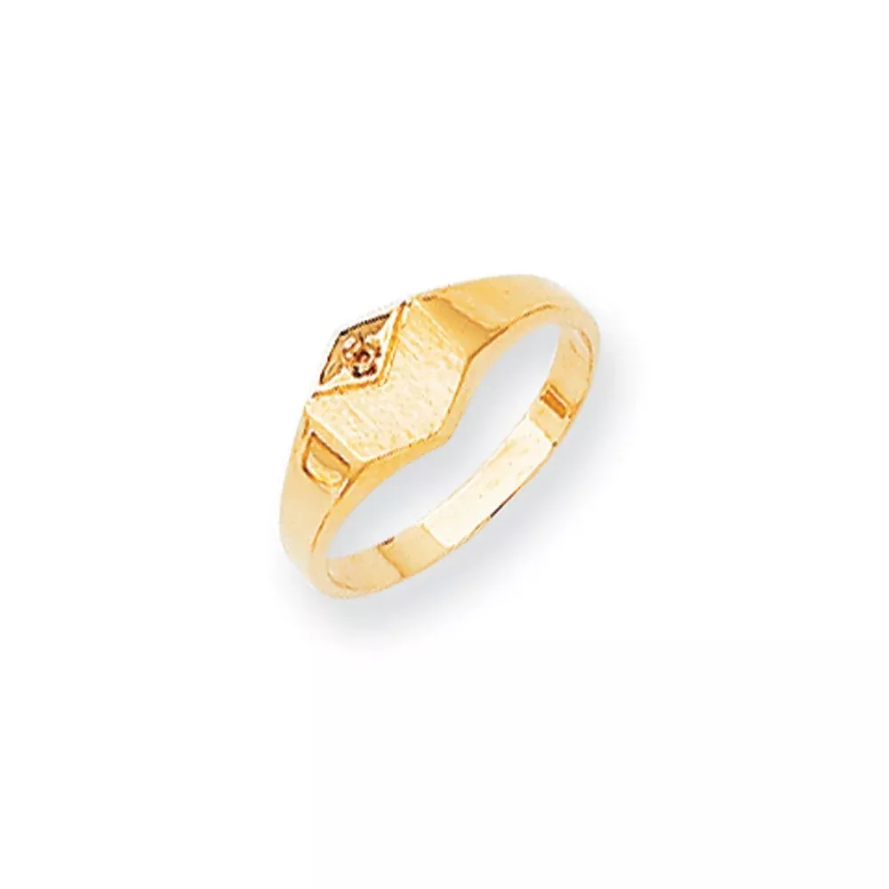 14k Yellow Gold AAA Diamond signet ring