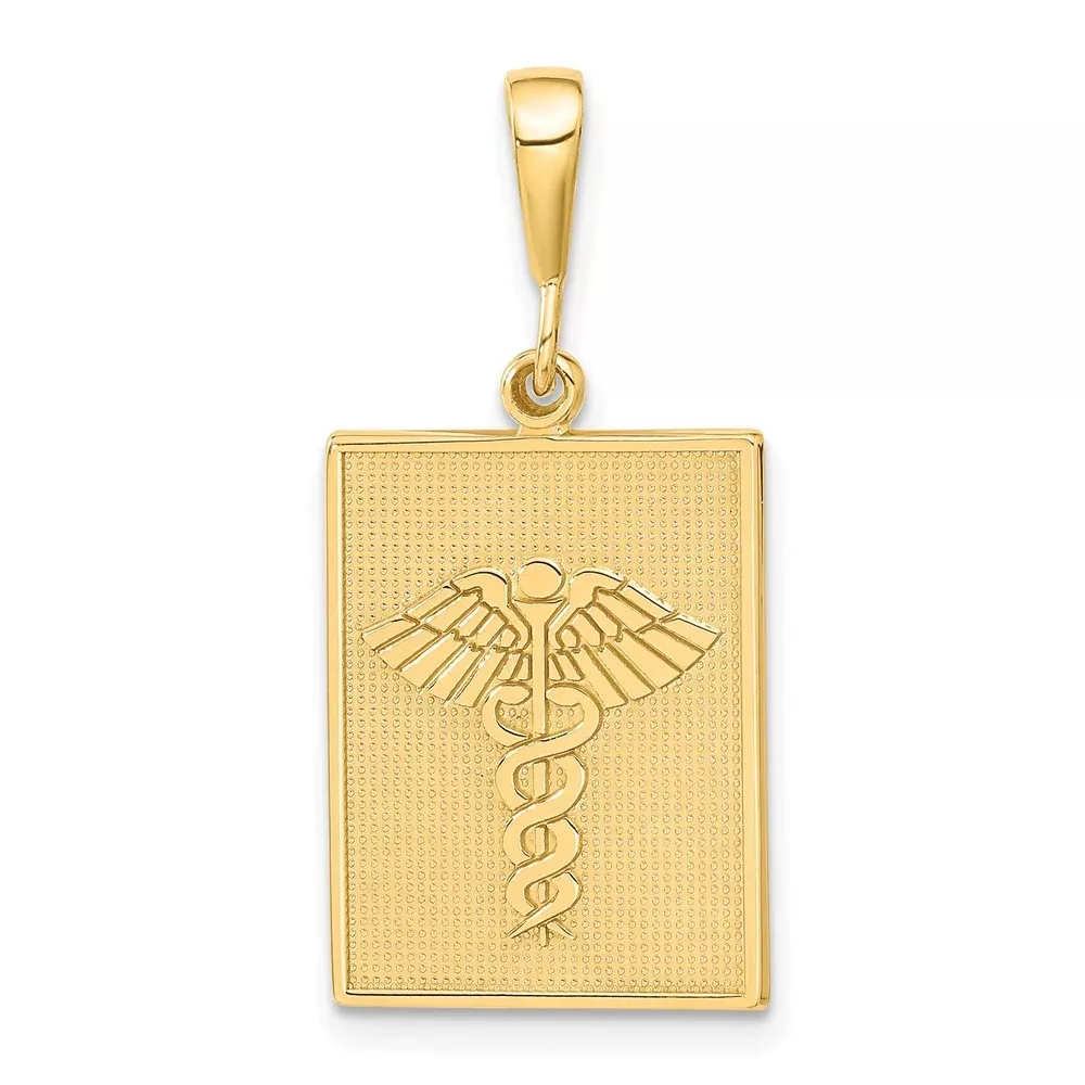 14k Yellow Gold Caduceus Pendant