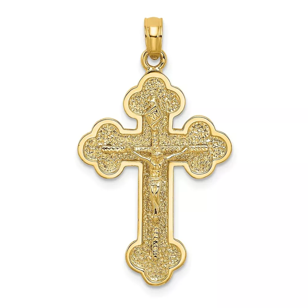 14k Yellow Gold Crucifix W/ Budded Tips Charm