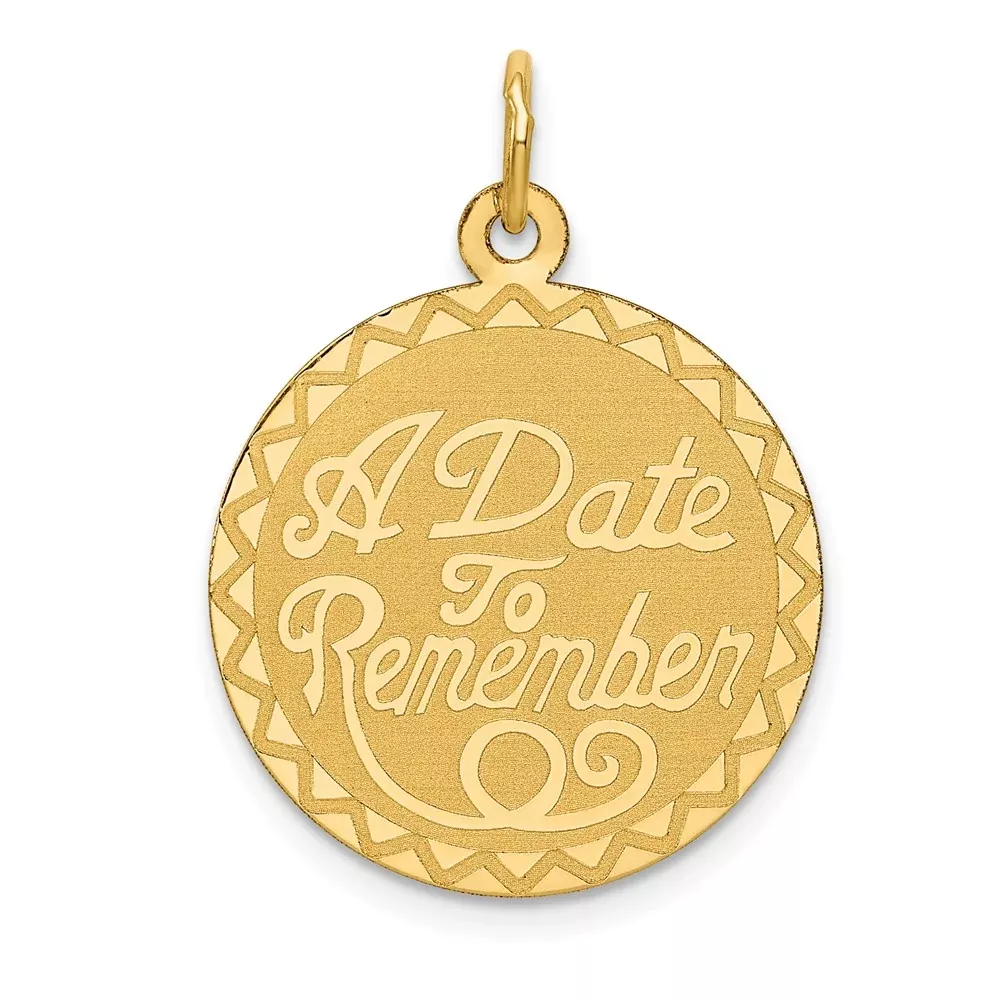 14k Yellow Gold A DATE TO REMEMBER Disc Charm