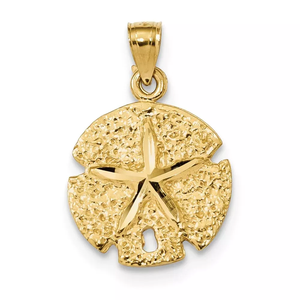 14k Yellow Gold Diamond-cut Sand Dollar Pendant
