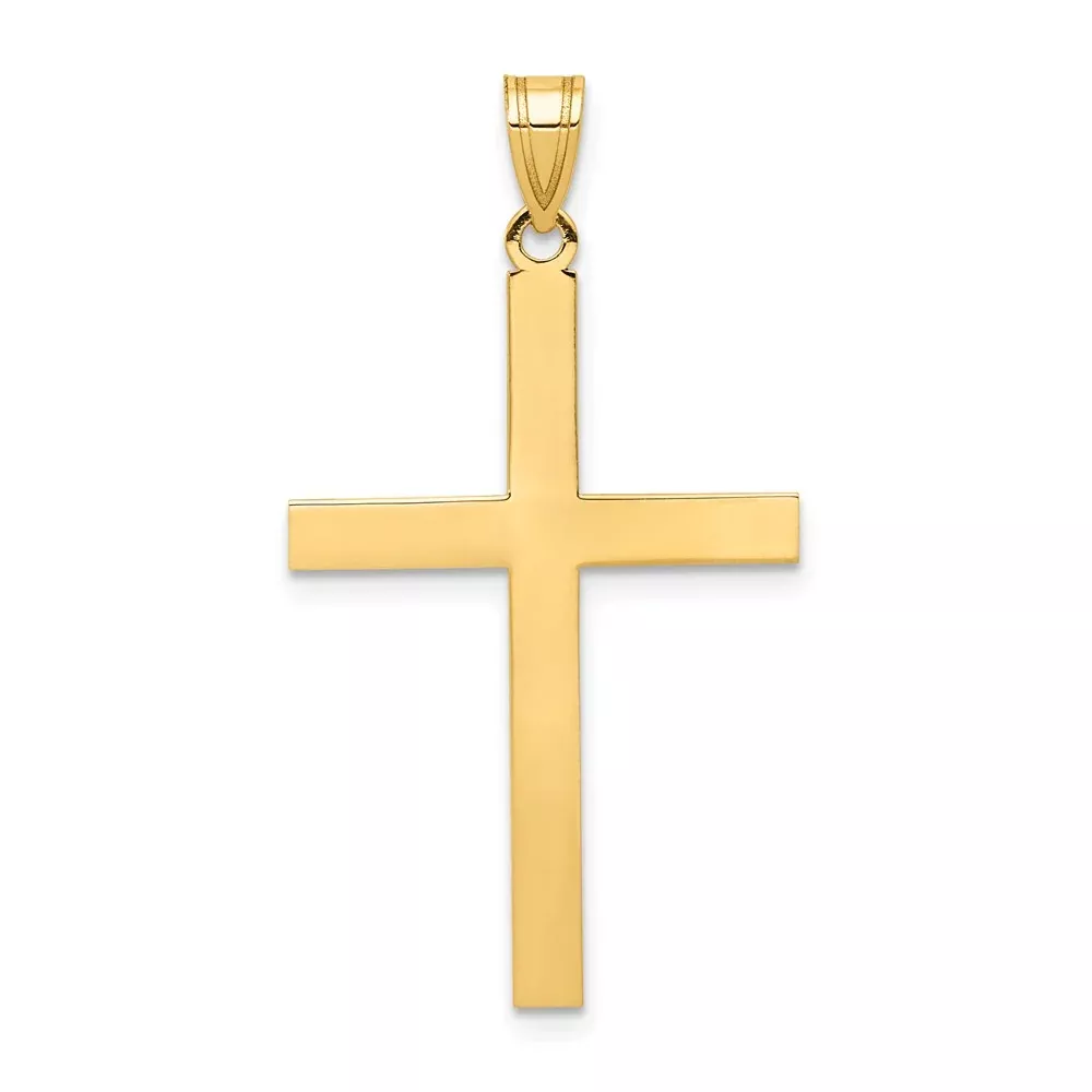 14k Yellow Gold Engravable Cross Charm