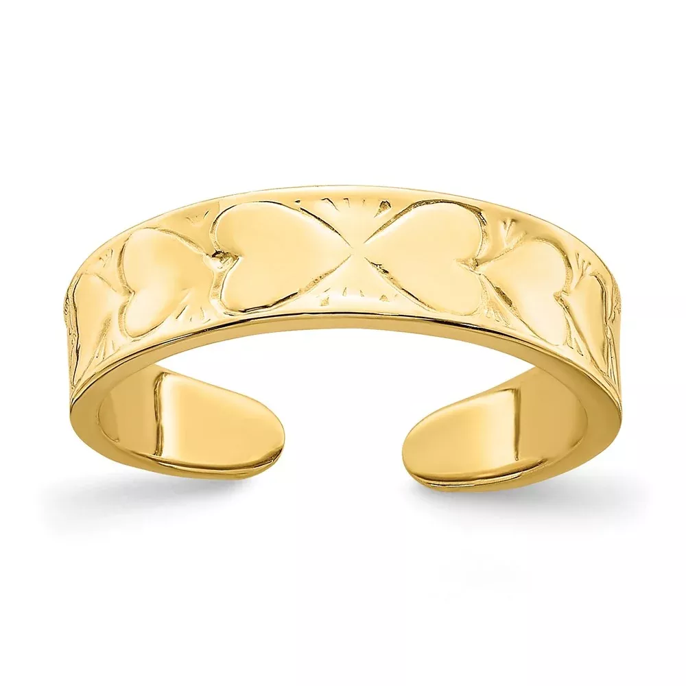 14k Yellow Gold Heart Pattern Toe Ring