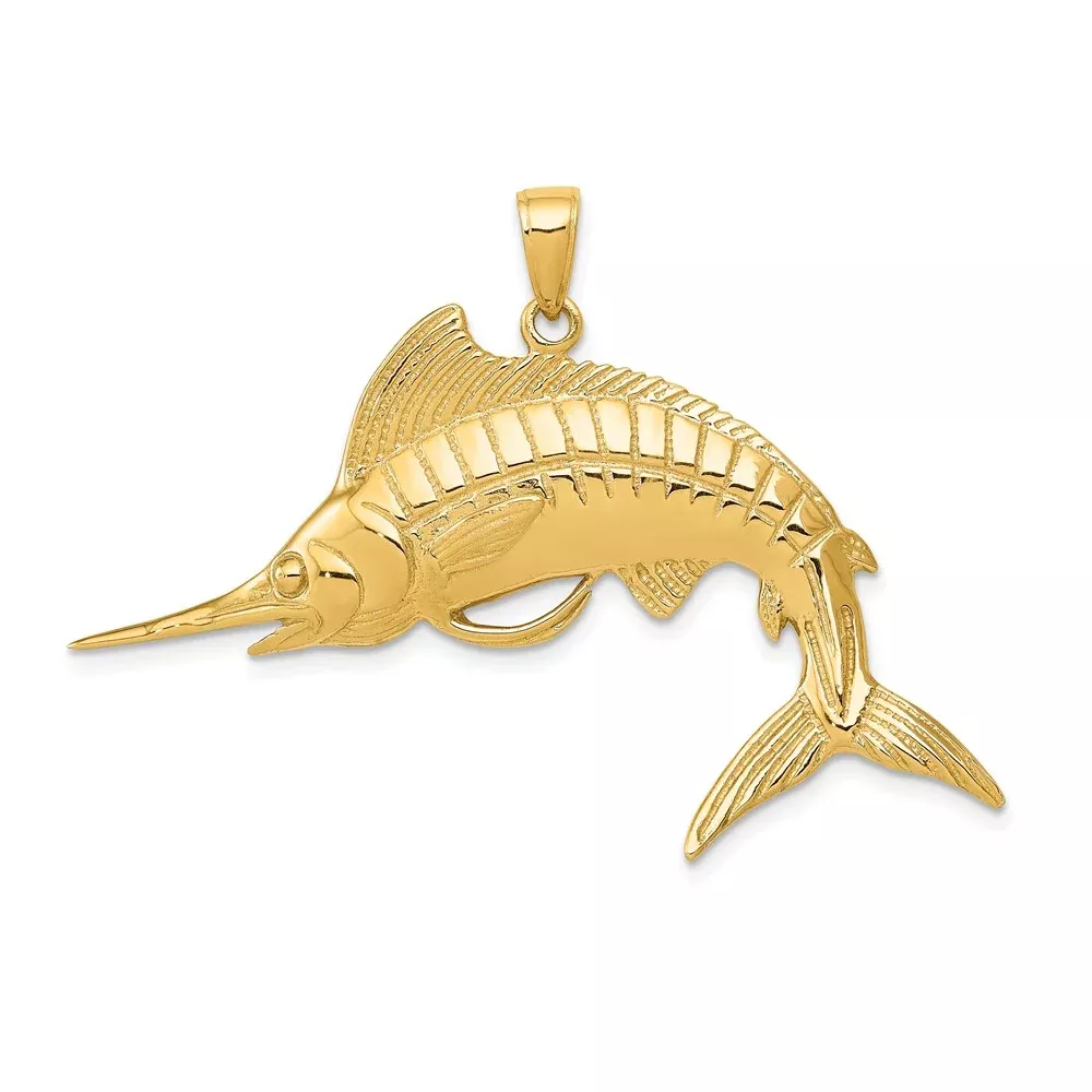 14k Yellow Gold Marlin Pendant