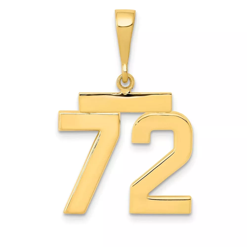 14k Yellow Gold Medium Polished Number 72 Charm