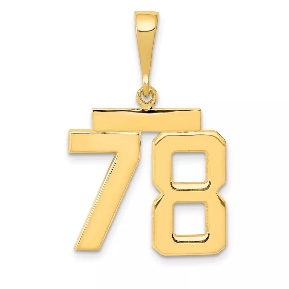 14k Yellow Gold Medium Polished Number 78 Charm