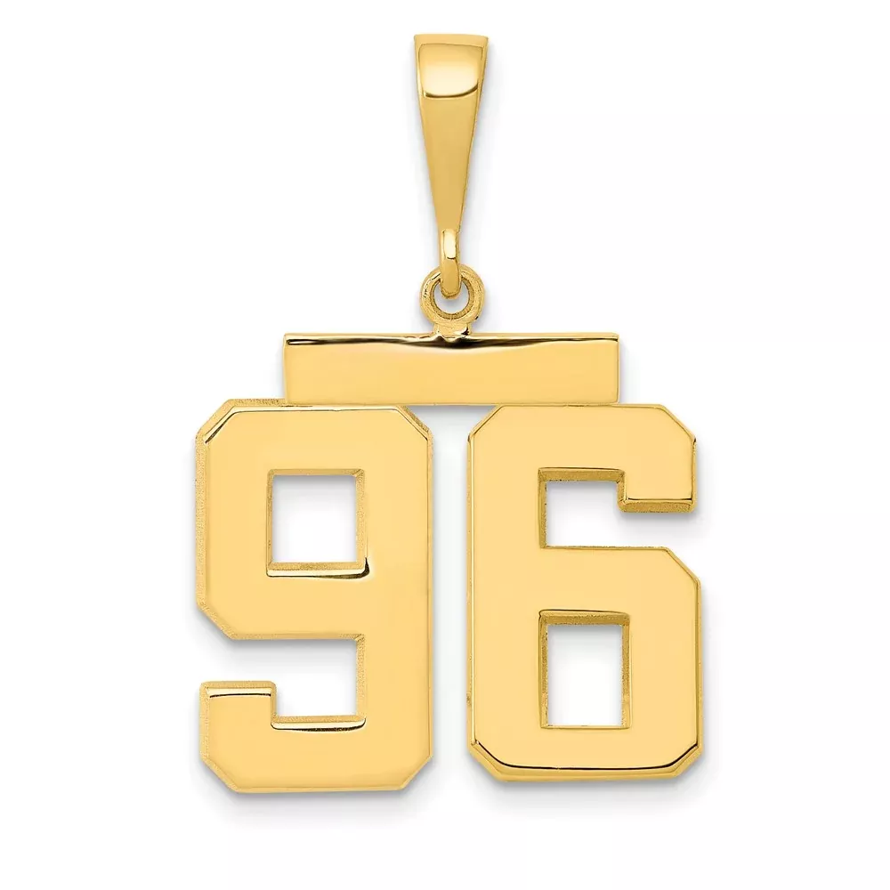 14k Yellow Gold Medium Polished Number 96 Charm