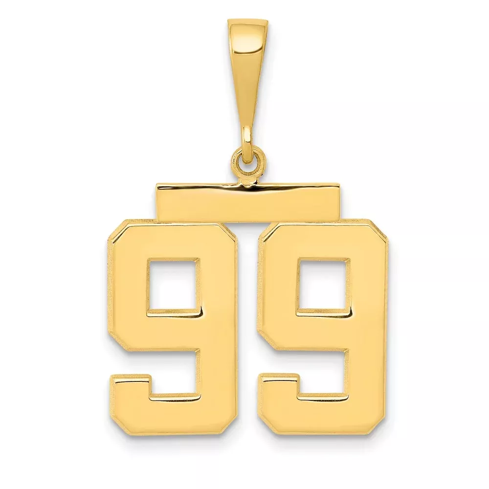 14k Yellow Gold Medium Polished Number 99 Charm