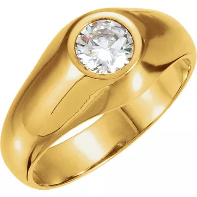 14k Yellow gold Mens Solitaire Diamond Ring 0.98 ct.