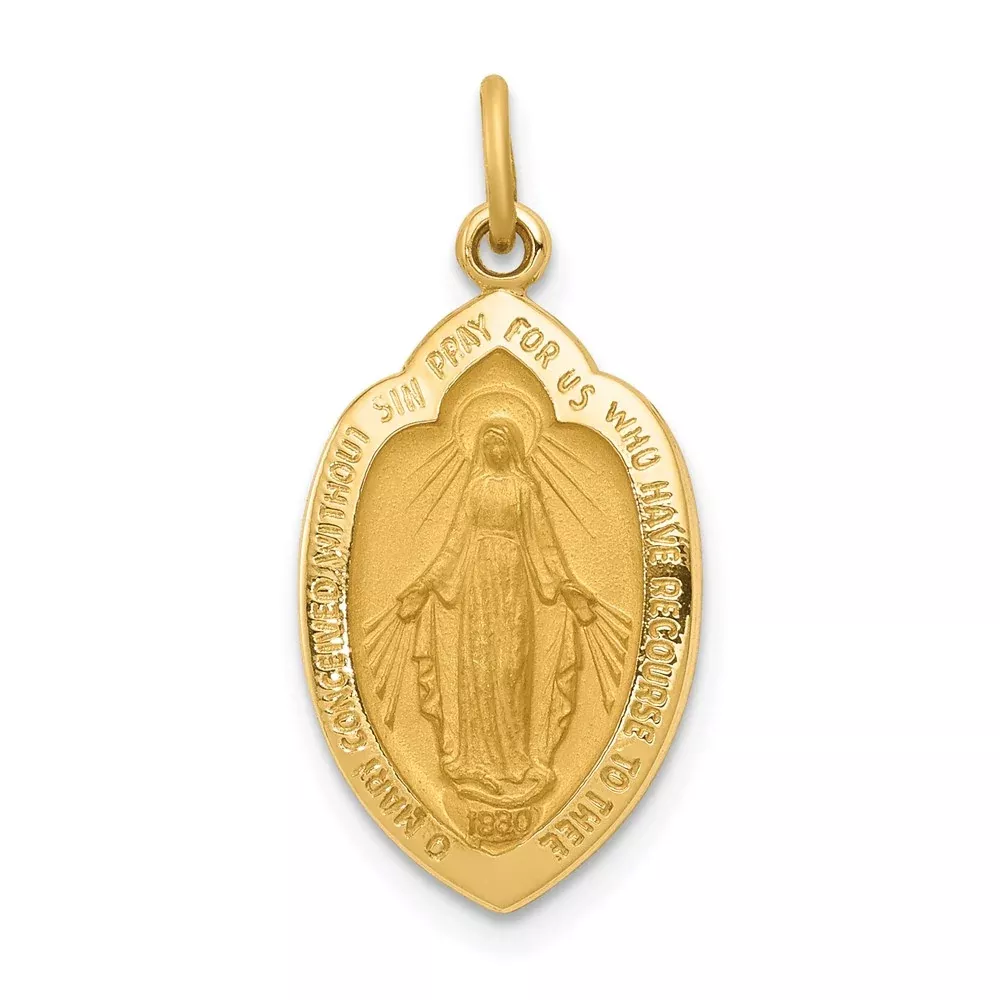 14k Yellow Gold Miraculous Medal Charm