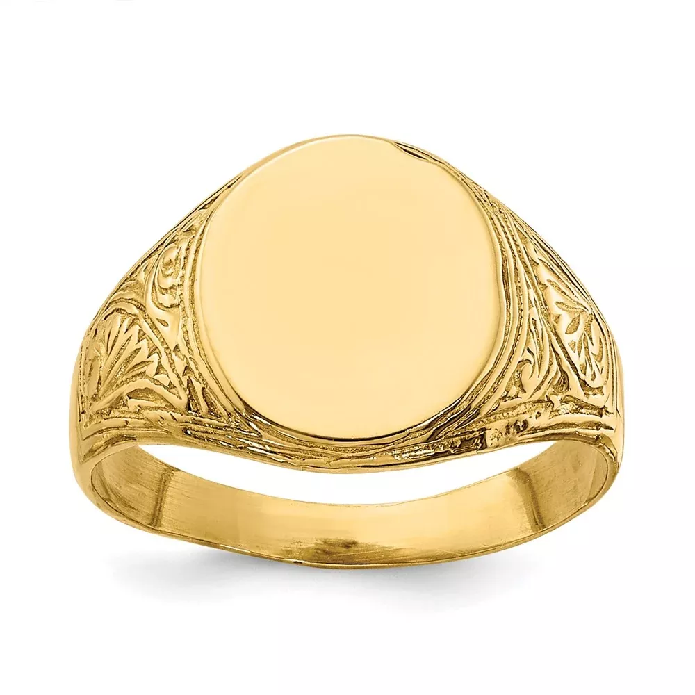 14k Yellow Gold Oval Signet Baby Ring