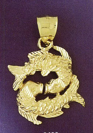 14k Yellow Gold Pisces Charm (pendant)