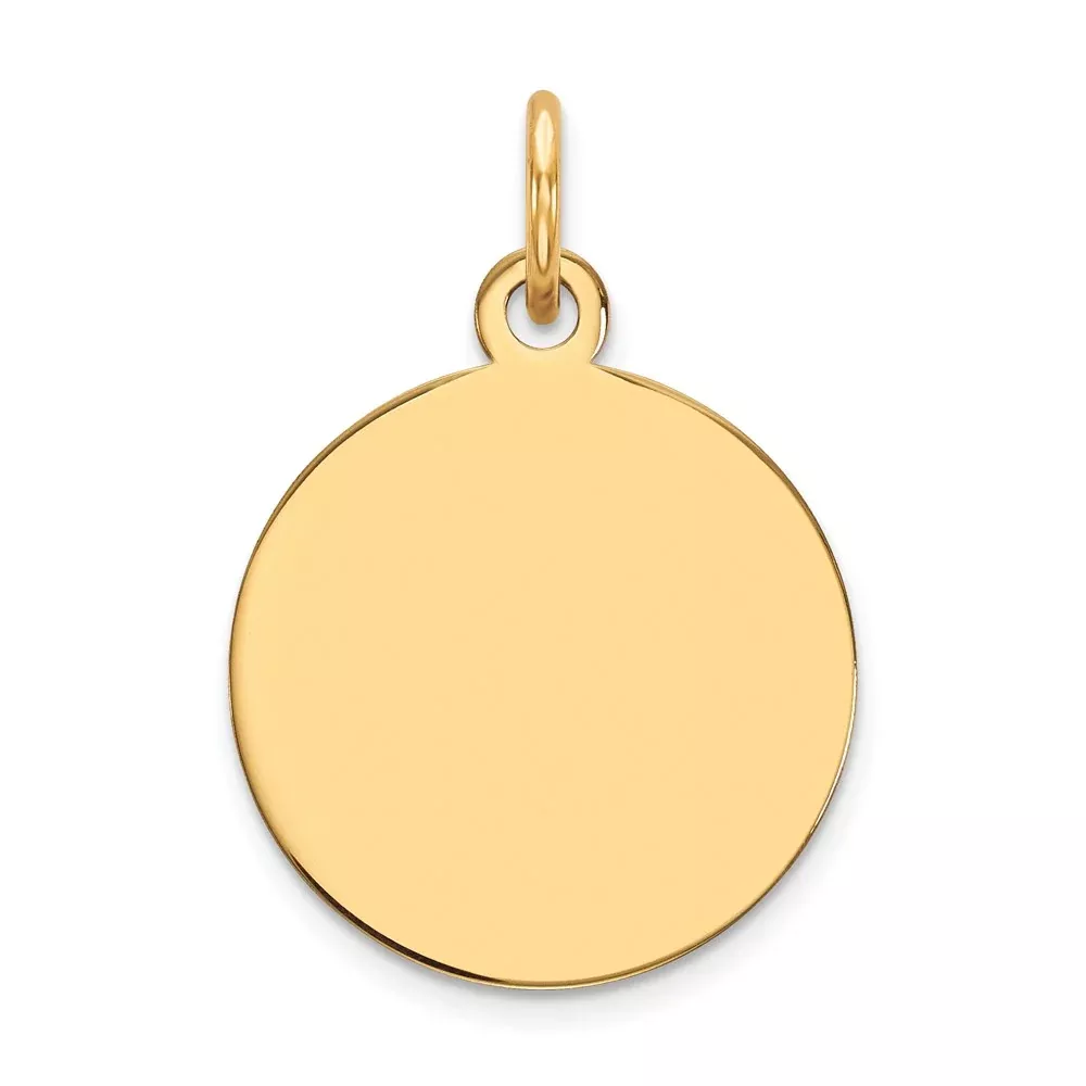 14k Yellow Gold Plain Circular Engravable Disc Charm