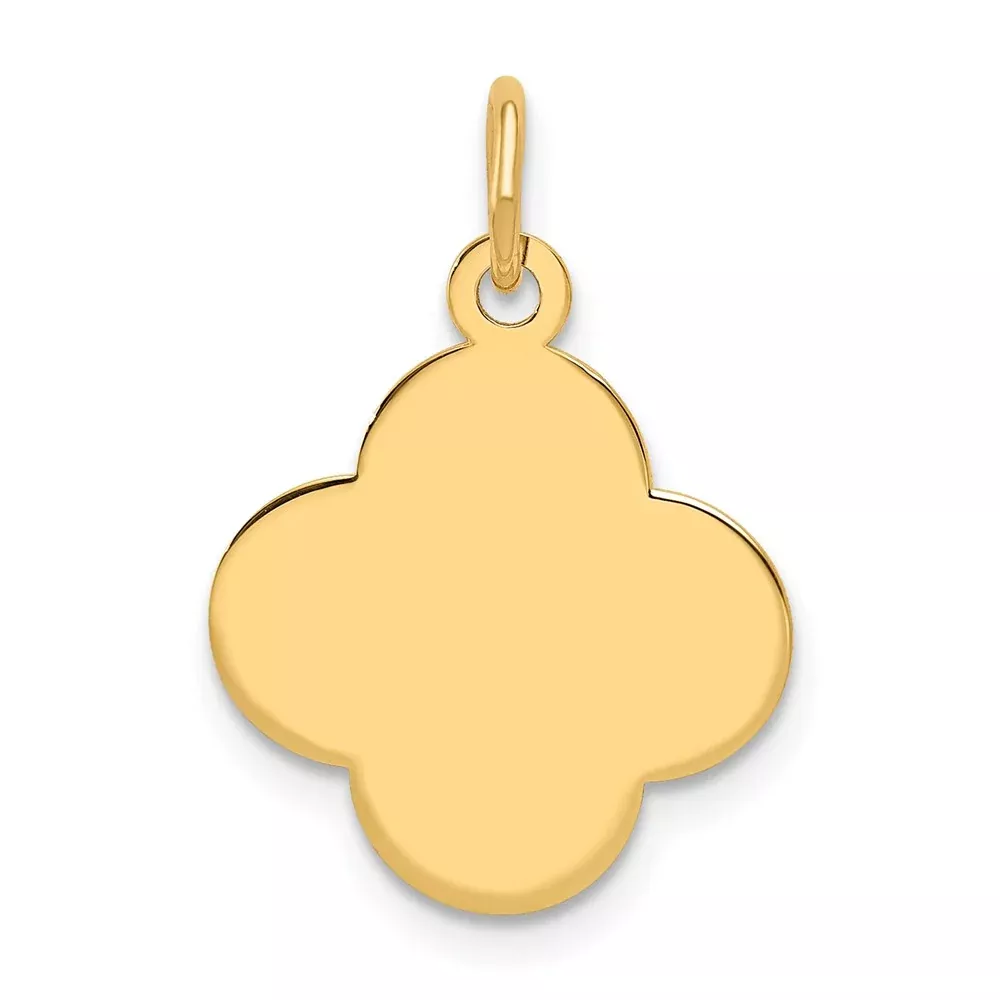 14k Yellow Gold Plain Engravable Quadrafoil Disc Charm