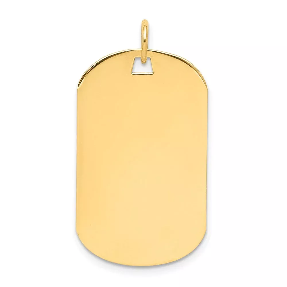 14k Yellow Gold Plain Engraveable Dog Tag Disc Charm