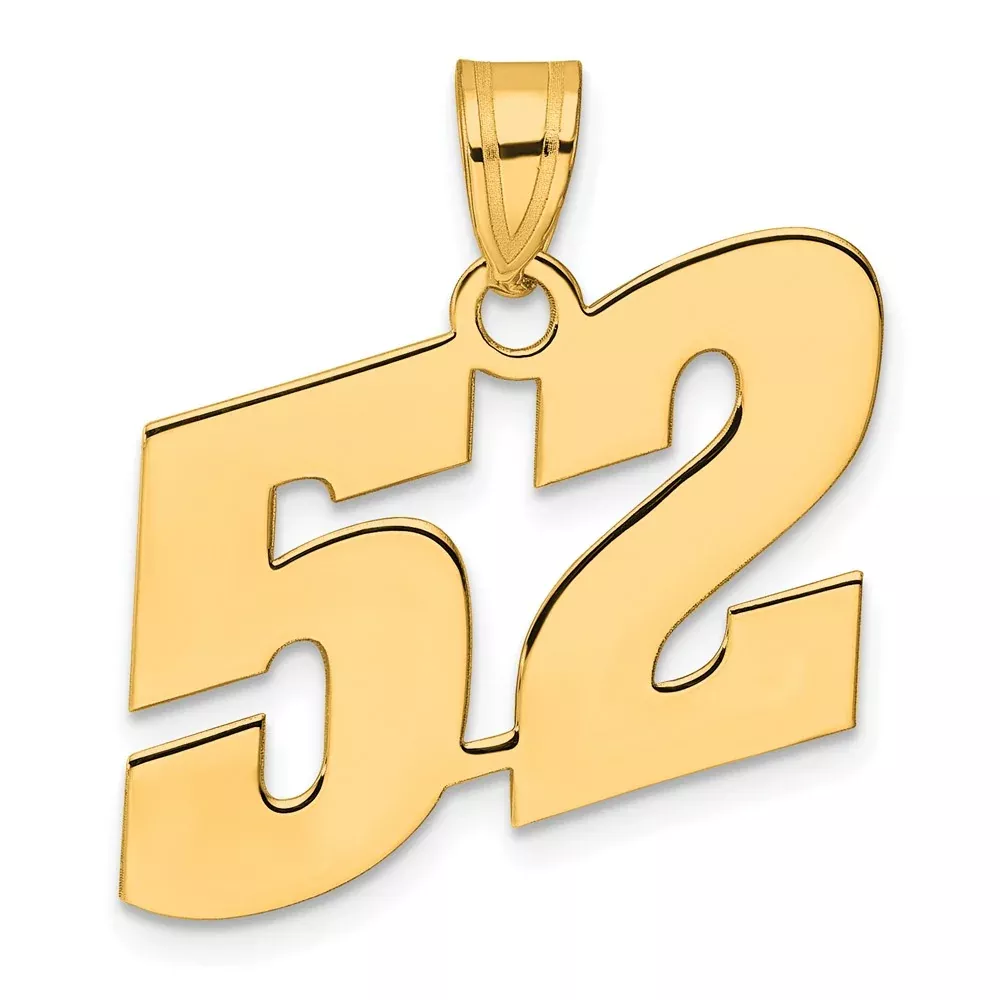 14k Yellow Gold Polished Block Number 52 Pendant