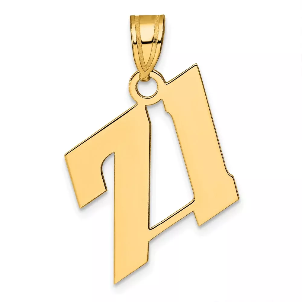 14k Yellow Gold Polished Block Number 71 Pendant