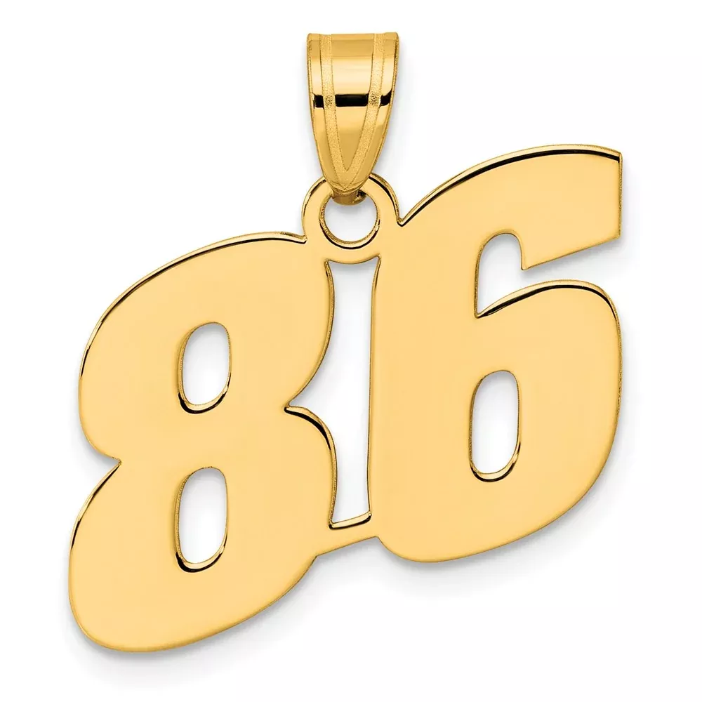 14k Yellow Gold Polished Block Number 86 Pendant