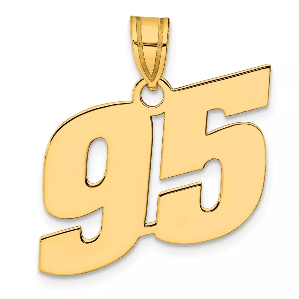 14k Yellow Gold Polished Block Number 95 Pendant