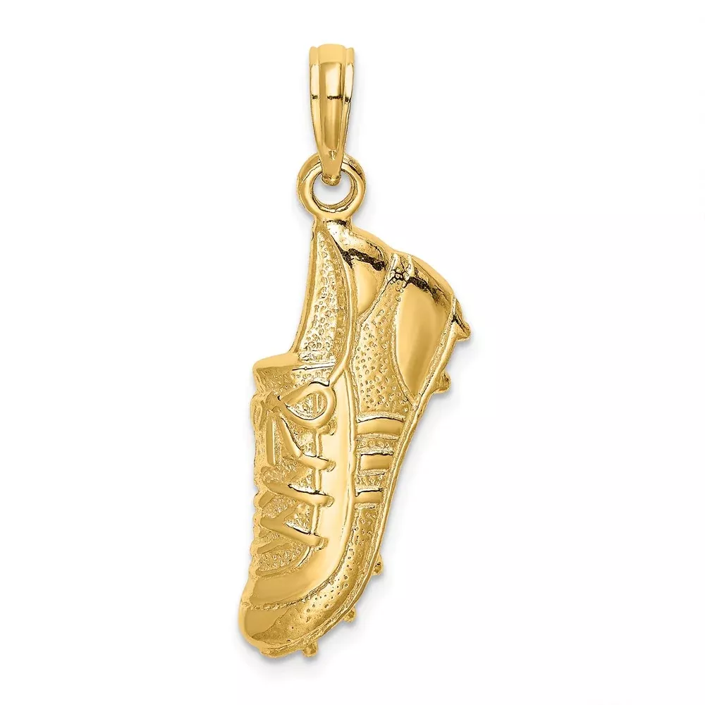 14k Yellow Gold Polished Open-Backed Soccer Cleat Shoe Charm