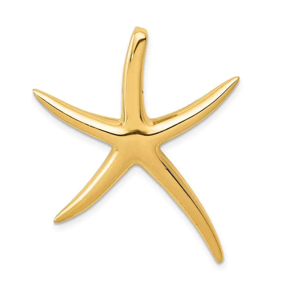 14k Yellow Gold Polished Starfish Slide