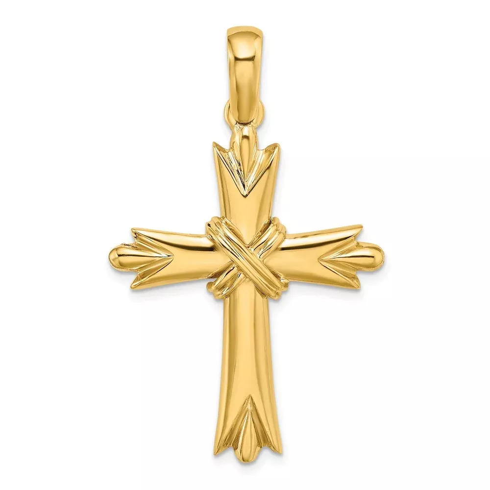 14k Yellow Gold Polished w/ X Center Cross