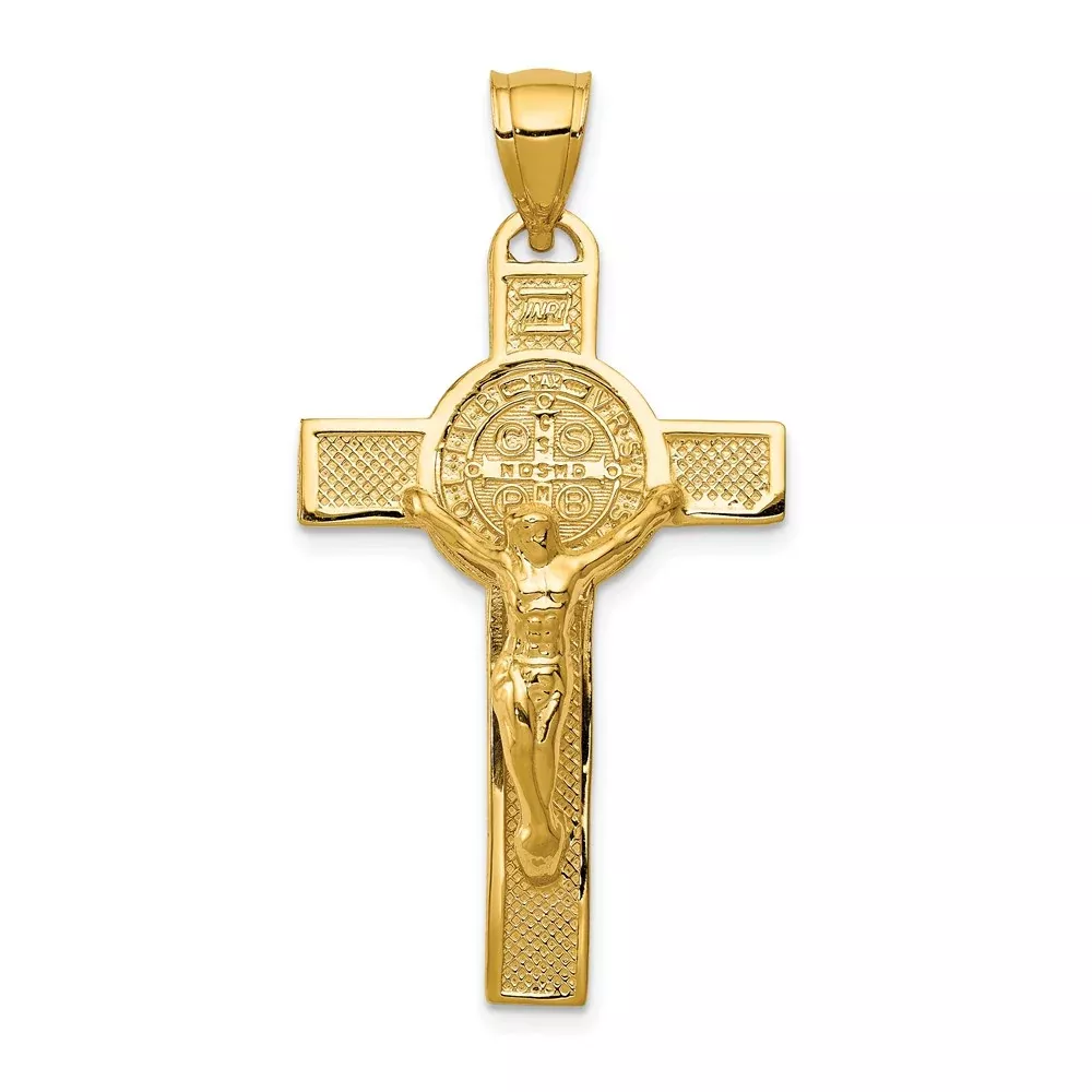 14k Yellow Gold San Benito 2-Sided Crucifix Pendant
