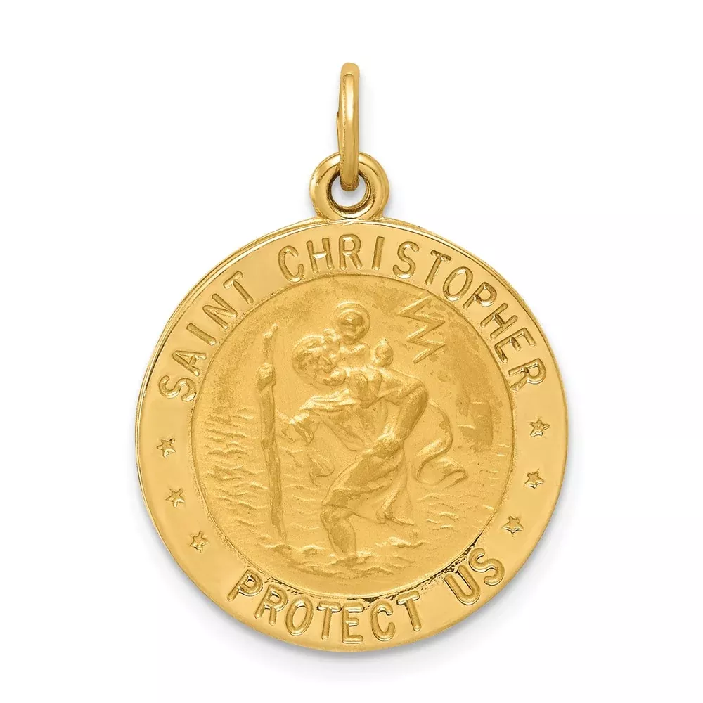 14k Yellow Gold US Army Saint Christopher Medal Pendant