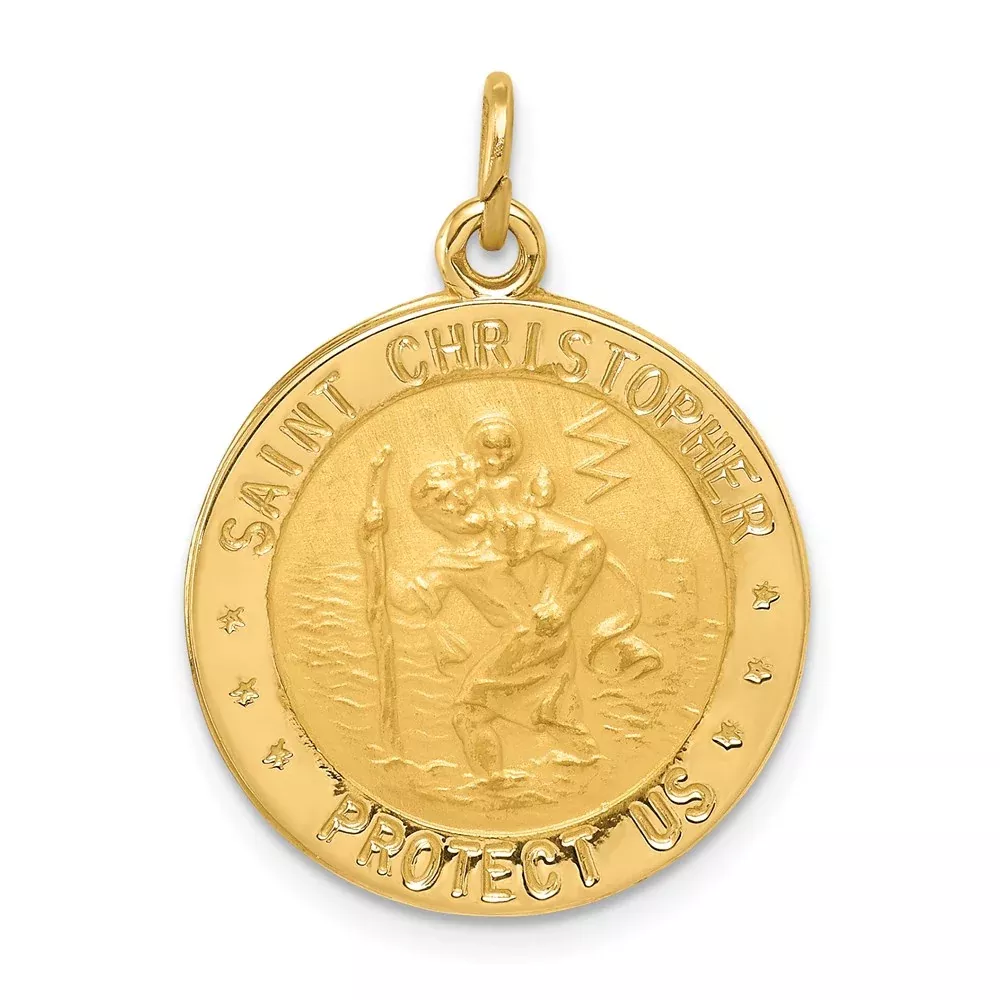 14k Yellow Gold US Navy Saint Christopher Medal Pendant