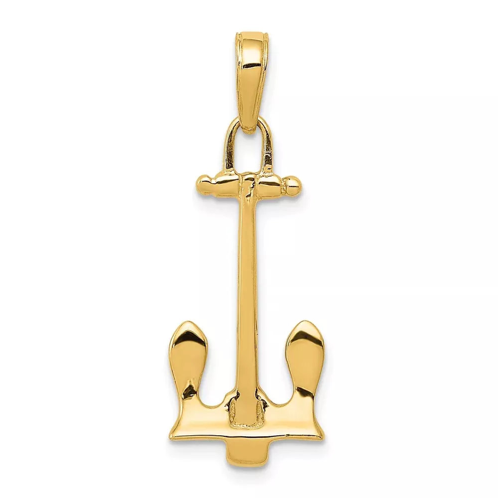 14k Yellow Gold3D Navy Anchor Pendant