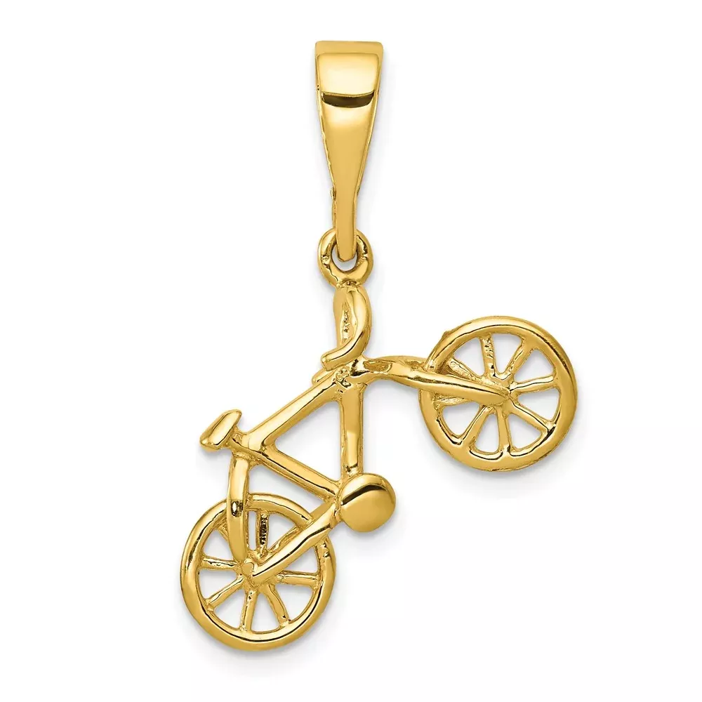 14k Yellow Goldt Yellow Gold Polished 3D Bicycle Pendant