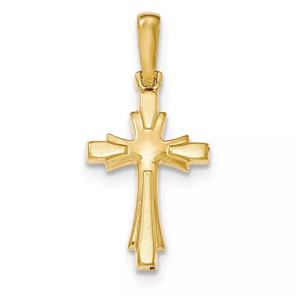 14k Yellow GoldY Polished and Brushed Cross Pendant
