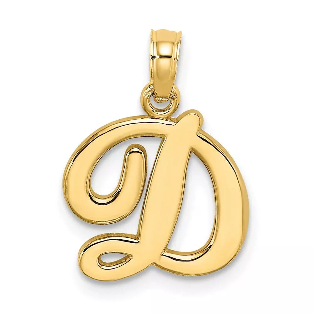 14k Yellow GoldY Script Letter D Initial Pendant