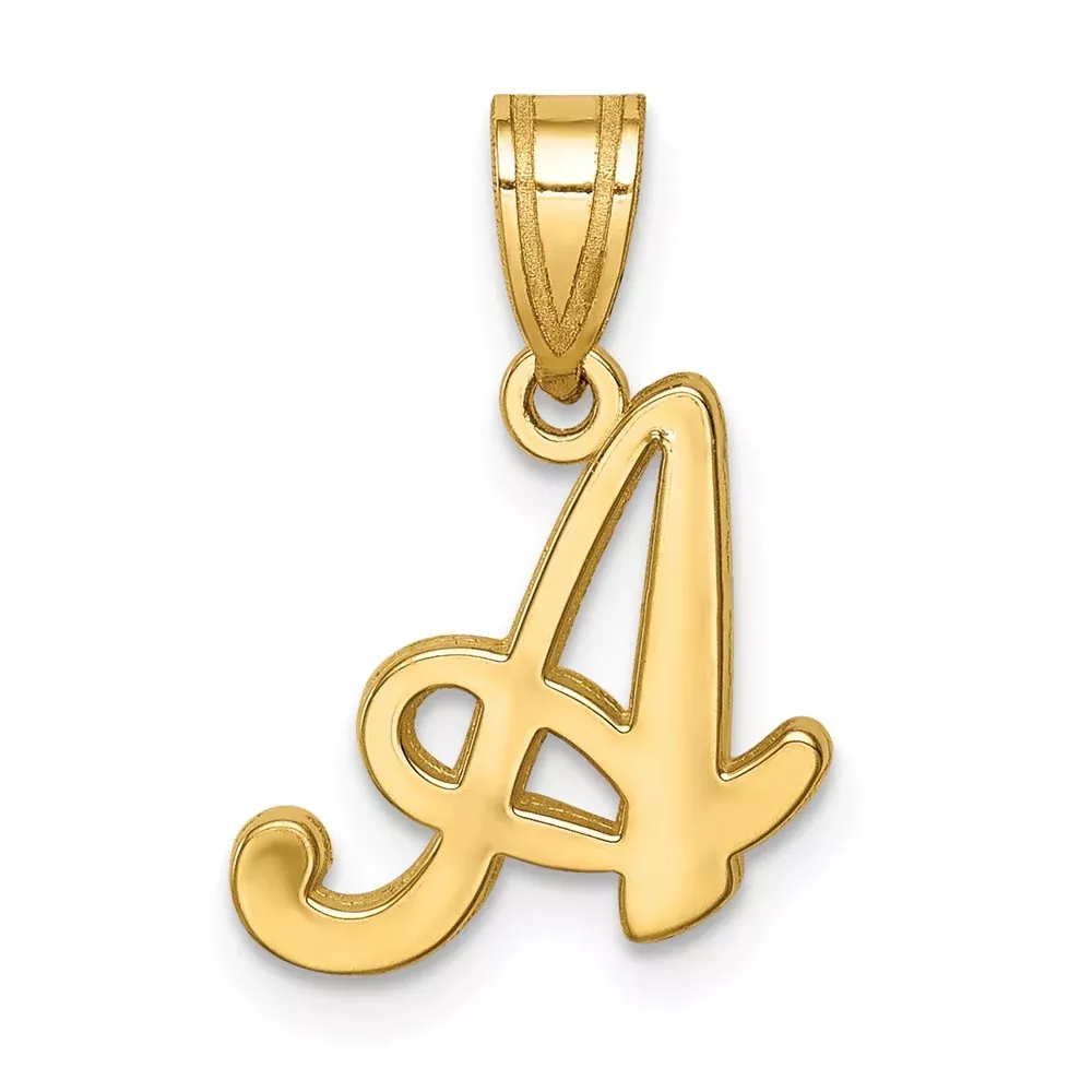 14k Yellow GoldY Script Letter A Initial Pendant