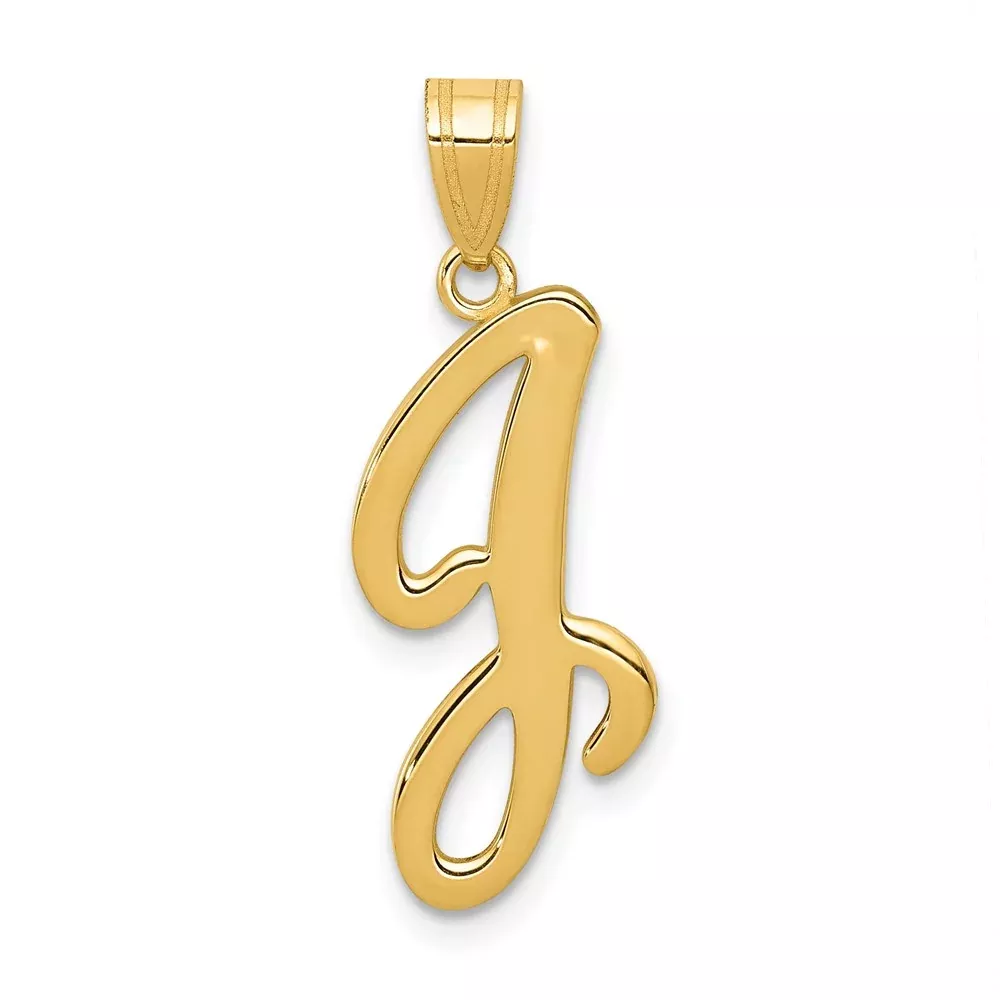 14k Yellow GoldY Script Letter J Initial Pendant