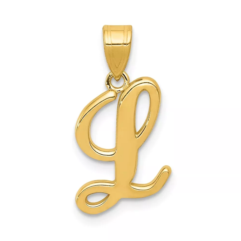 14k Yellow GoldY Script Letter L Initial Pendant