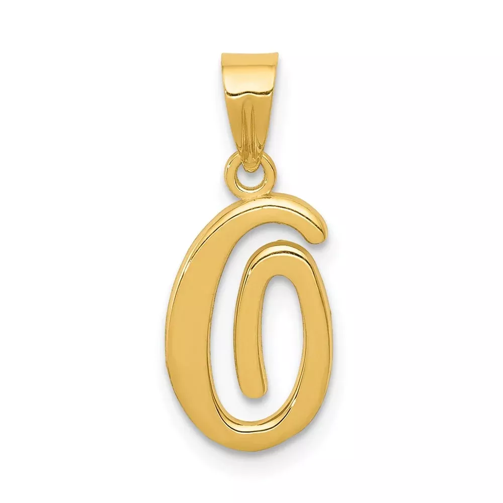 14k Yellow GoldY Script Letter O Initial Pendant