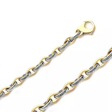 14k Yellow and White Gold 5.3mm Rolo Chain 18 Inches