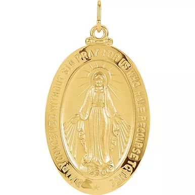 14kt Yellow Gold 29x20mm Oval Miraculous Medal