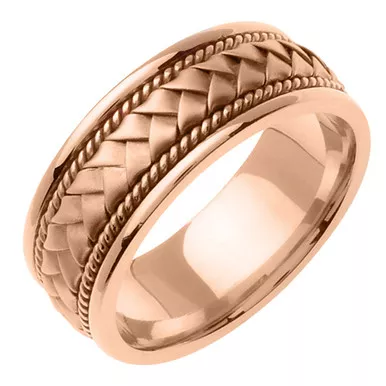 18k Rose Gold 8.5mm Handmade Wedding Band