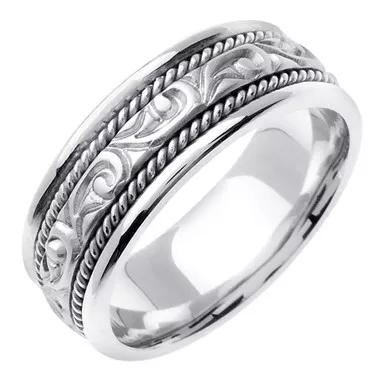 18k White Gold 7mm Handmade Wedding Band (234)
