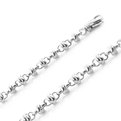 18k White Gold Hand Made Love Knot Bracelet 5.5mm 8 Inches