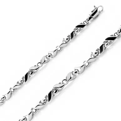18k White Gold Modern Handmade Chain 4.2mm 16 Inches