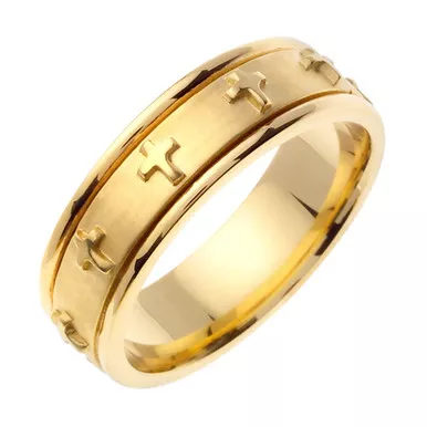 18k Yellow Gold 7mmCross Wedding Band