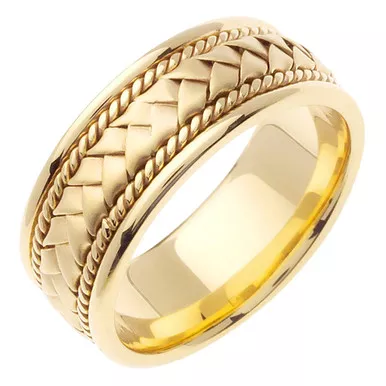 18k Yellow Gold 8.5mm Handmade Wedding Band
