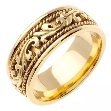 18k Yellow Gold 9mm Handmade Wedding Band