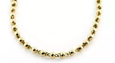 18k Yellow Gold Hand Made Beaded Chain 5mm 16 Inches