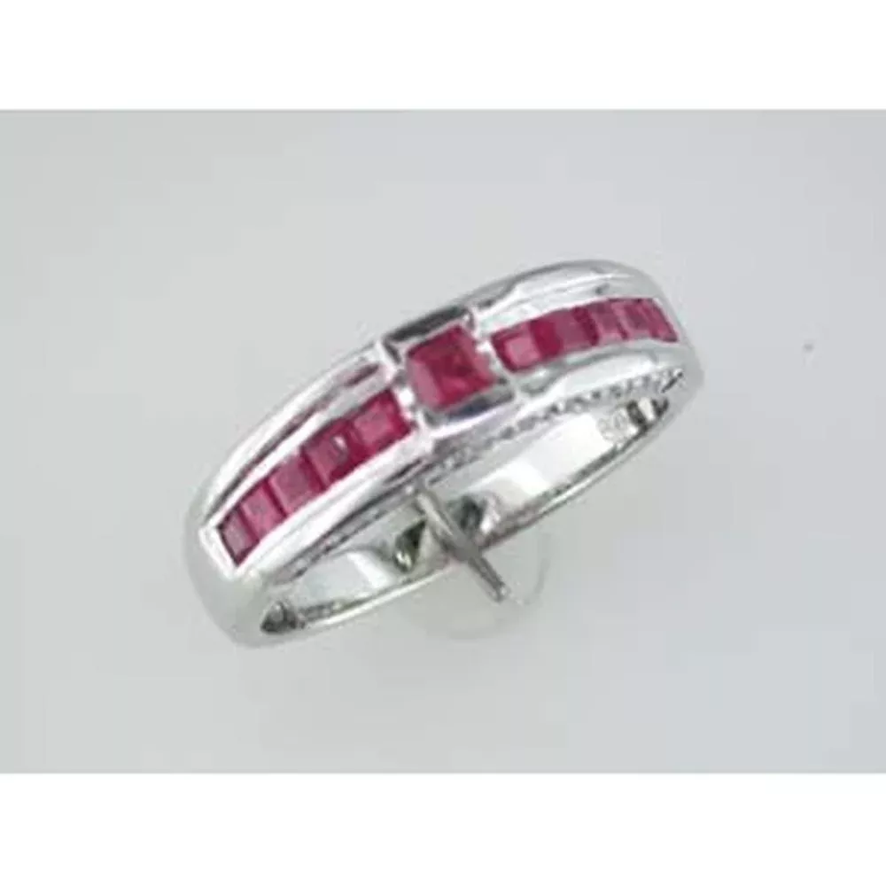 Elegant 14K White Gold Ruby and Diamond Halo Engagement Ring