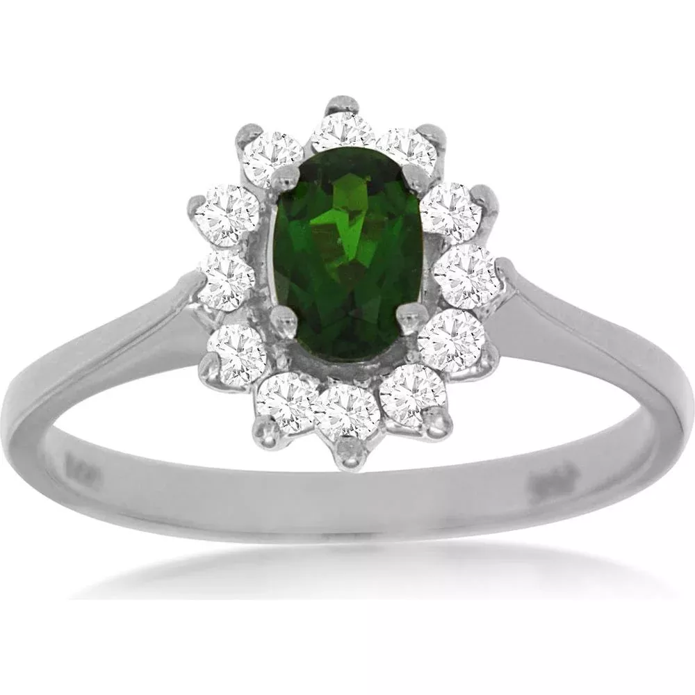 Enchanting Russalite and Diamond Ring in 14K White Gold